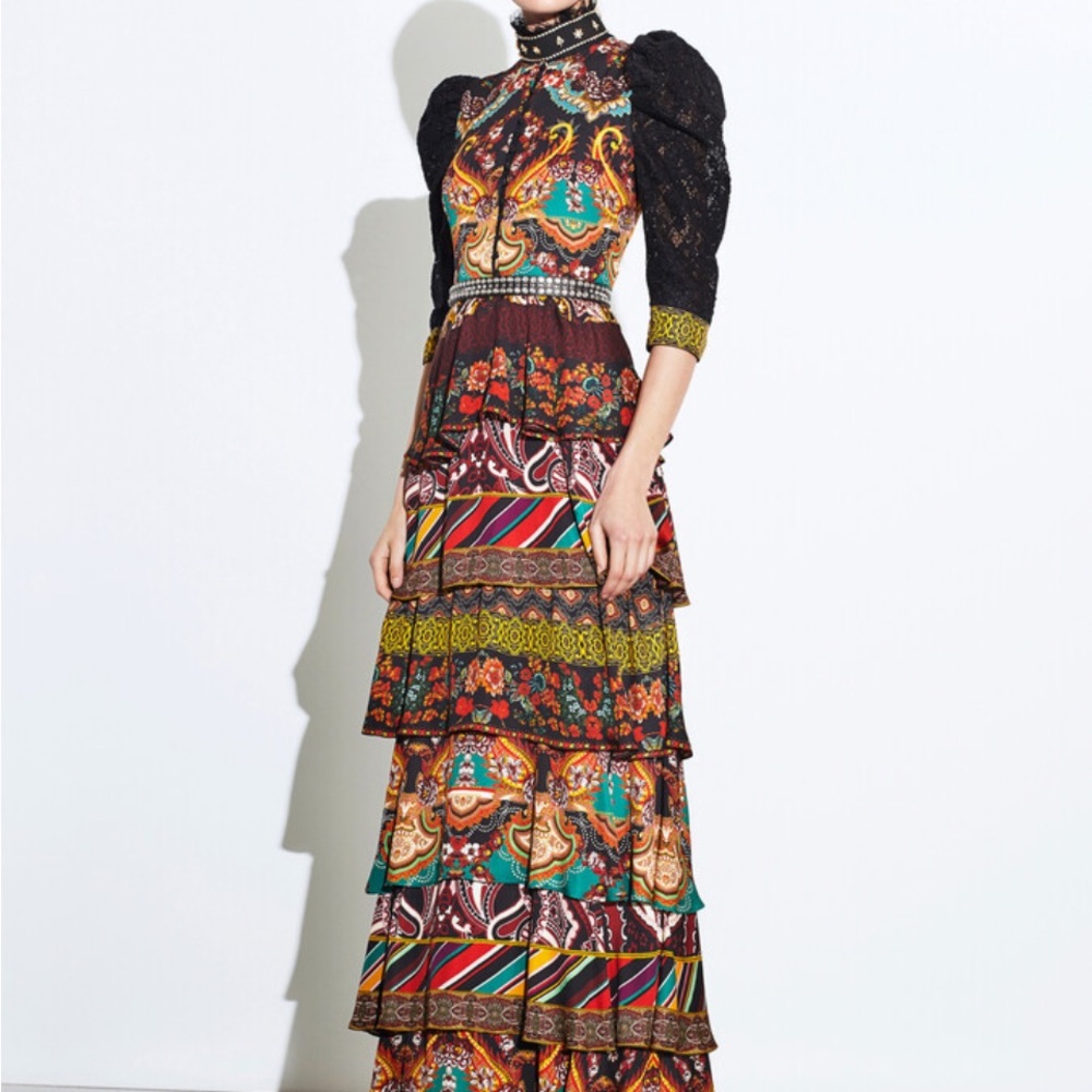 Alice + Olivia Wilhemina Tiered Maxi Dress 8